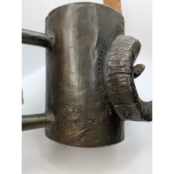 Grand Slam Sheep, 4 Vintage Carl Wagner Bronze Ram bighorn Mug; Signed Numbered - Picture 7 of 11